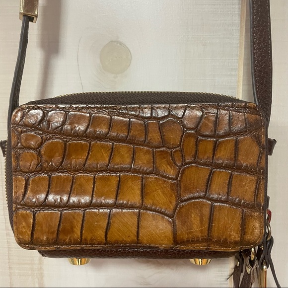 G.I.L.I. Handbags - GILI Brown Italian Croc Alligator Leather Micro Crossbody Bag G.I.L.I.